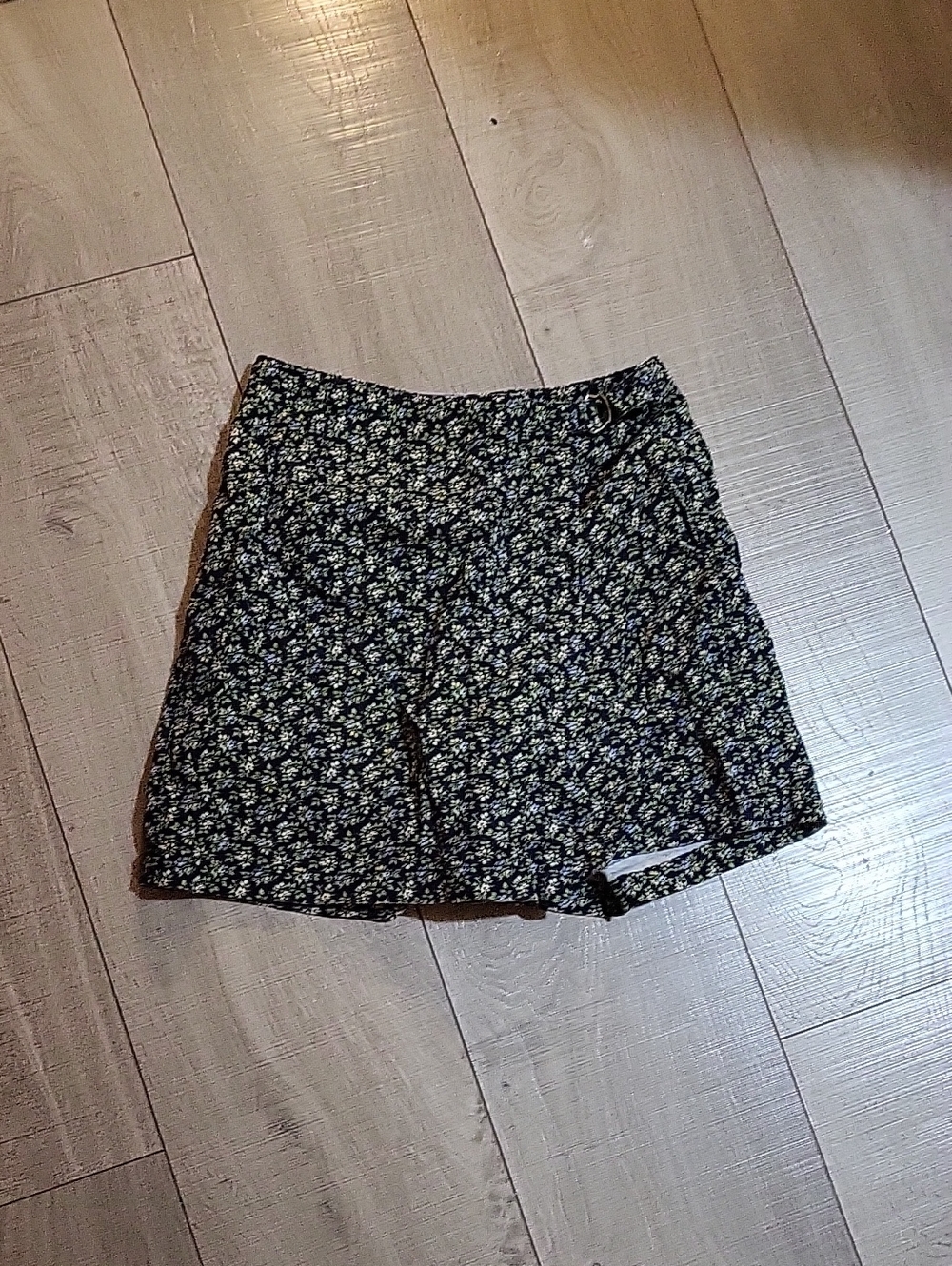 Green and Blue Floral print skirt shorts